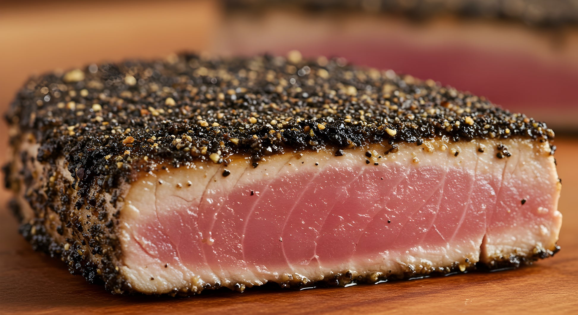 Seared ahi tuna steak crusted with SwissAm Pepper Mélange