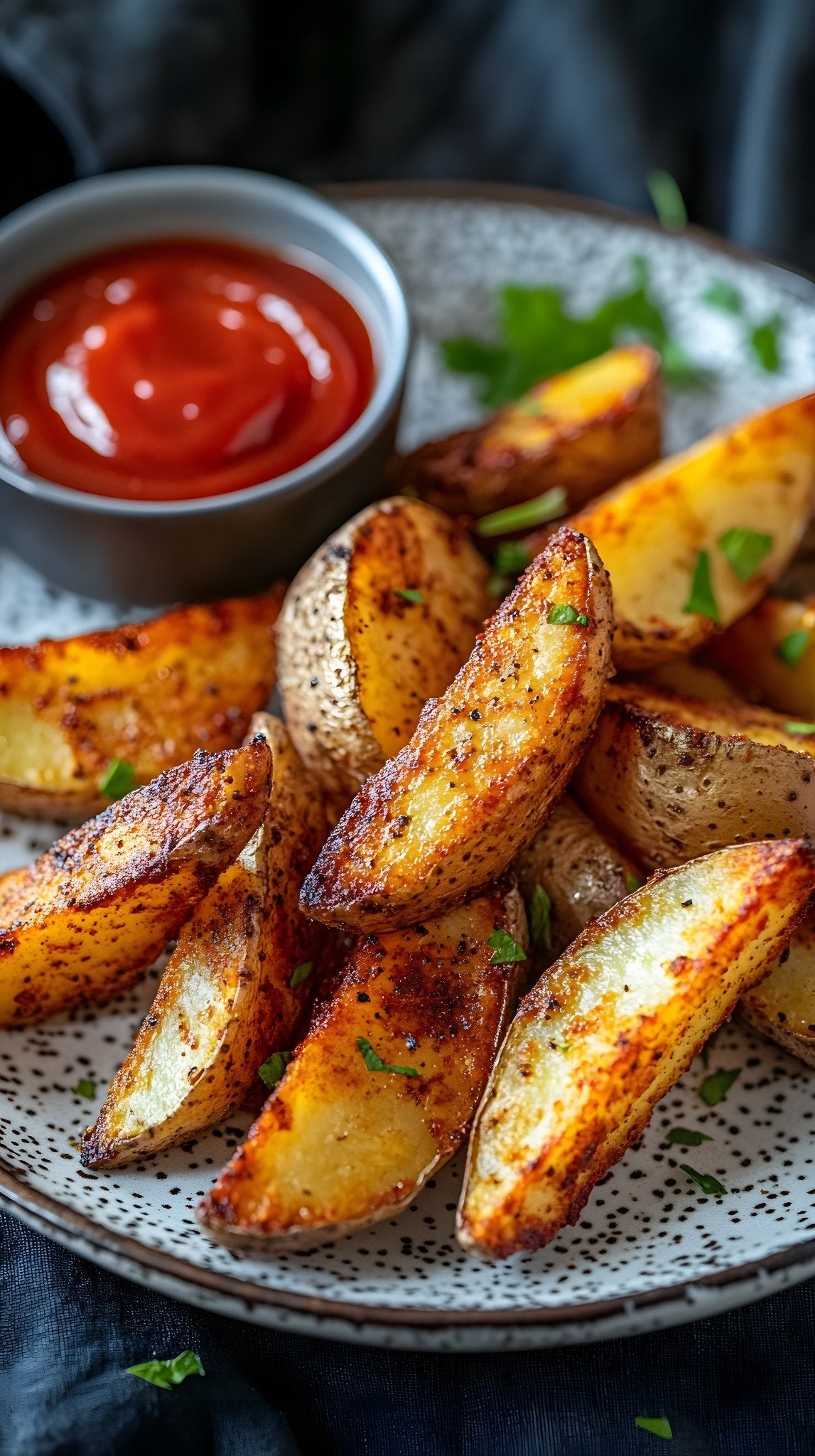 SwissAm Broil & Sauté on crispy golden potato wedges