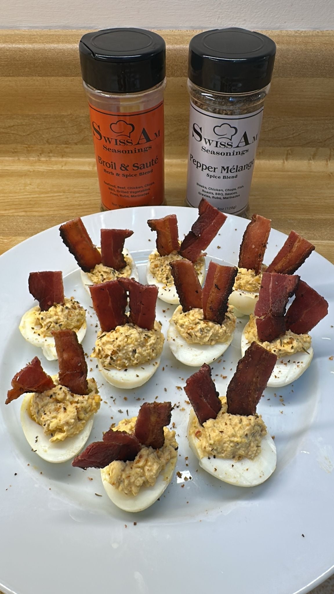 Devilled Eggs with SwissAm Broil & Sauté and Pepper Mélange