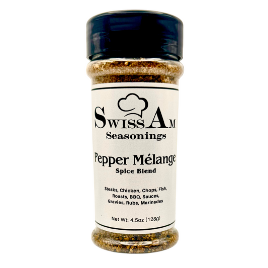 SwissAm Pepper Melange spice blend container on a white background
