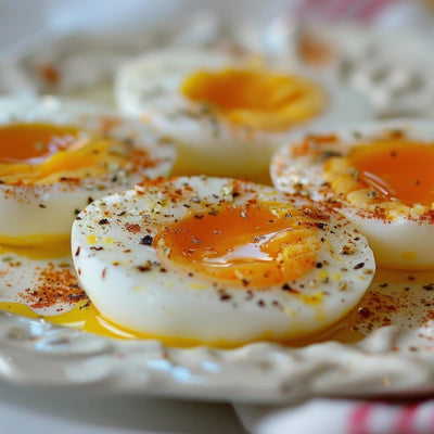 Soft-boiled eggs seasoned with SwissAm Broil & Saute and Pepper Mélange